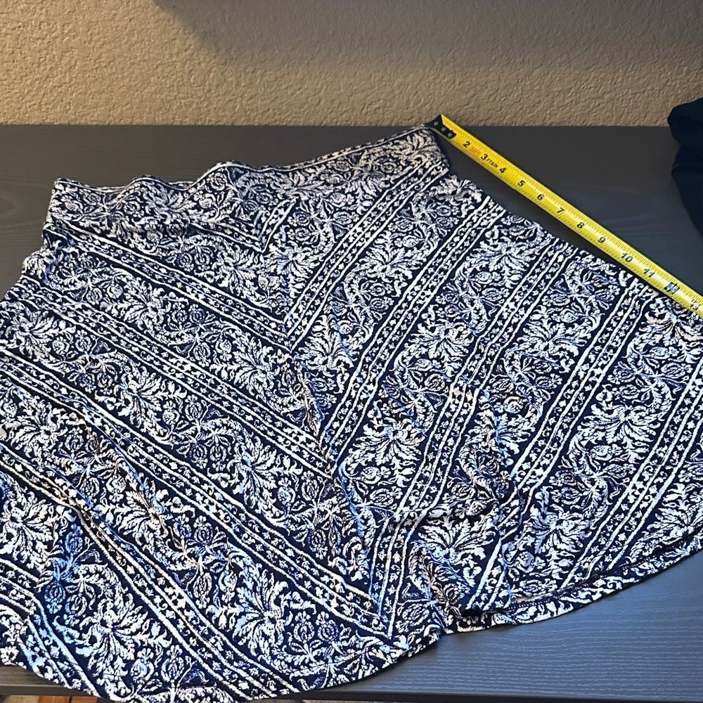 LOFT Navy and White A-Line Skirt